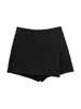 Skirts TRAF Women Fashion Pareo Style Asymmetric Shorts Skirts Vintage High Waist Side Zipper Female Skort Mujer P230508