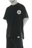 メンズTシャツ腐食装置23SSプリントスリットヘム夏の短袖TシャツS01E-BK 200Gコットン