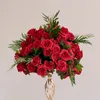 Boule de fleurs en soie rouge pour mariage embrassant boule centres de décoration de mariage imake886