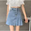 Capris Women Street Inside Skirts Button Up A Line Denim Mini Skirt 2XL Summer Korean Style Aline Casual Purple Short Jeans Skorts Y2K