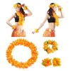 Flores decorativas 4pcs/conjunto Garland havaiana reutilizável bandana vibrante colar de pulseiras Lei