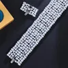 Link Armbanden Three Getrahes prachtige kubieke zirconia zilverkleur grote brede bruids bruidsarmband voor bruiden hoogwaardige chique sieraden