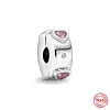 Ciondoli in argento sterling 925 per perline di gioielli Pandora Cuori rosa scintillanti Farfalle Perline con clip a corona scintillante