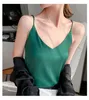 Kvinnors tankar Summer Silk Suspenders Camisole Sling Women V-Neck Loose Bottoming Satin Vest Sexig Top Crop