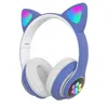 Flash Light fofo Orelhas de gato fone de ouvido sem fio com controle de microfone LED LED GIRL MUSICA MÚSICA CAPELA PELE DE CAPOL