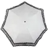 傘の女性プリンセスレース3折り畳み雨傘女性屋外風力耐性UV保護パラソルホワイトピンククラシックヴィンテージギフト230508