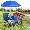 Topbuy Portable Double Camping Chair, Folding Picnic Loveseat W Removable Adjustable Umbrella, Carrying Bag, Cooler Bag, Side Pocket Cuph