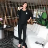 Women's Sleepwear Women's Anti Mosquito Ice Silk Hoodie Pajamas Women Long Sleeve Pants Home Clothes Loose Casual Large Size Two Piece
