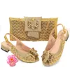 Sandals 804-Gold Color Shoes and Bags to Match Fashion Shoes for Nigeria Bag and Shoes set to Women Party Shoes 230506