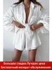 Kvinnors träningsduits Summer Women's Shorts Top Set Sexig Solid Loose 2 Two Piece Set White Lantern Sleeve Blus Shirts Shorts Suits Fit Outfits 230508
