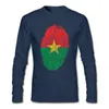 Herr t-skjortor Burkina Faso flagga fingeravtryck T-shirts Långärmad bomull Rund hals tee-skjorta för tonåren