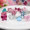 Adjustable Children Cartoon Rings Candy Flower Animal Bow Shape Ring Set Mix Finger Jewellery Rings Kid Girls Toys Random Color