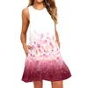 Vestidos casuais senhoras floral estampa sem mangas de moda praia boho para mulheres vestido de graduação impresso solto vestidos para mujer