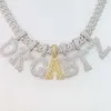 Custom made iced out 925 Sterling silver fully vvs moissanite diamonds initial letter necklace pendant with 15mm buckle