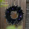 Decorative Flowers Nice-looking Artificial Wreath Compact Halloween Exquisite Eye-catching 15-Inch Cocktail Feathers Front Door