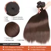 Hair Bulks Brown Straight Bundles Brazilian Human 2/3/4 Dark Extensions Natural Color 230508