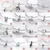 925 sterling silver charms for pandora jewelry beads Cat Love Heart Dangle Charm Silver Color Bead Pendant