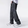 Heren jeans 2023 aankomsten Spring streetwear mannen baggy retro trend mode jacquard wide been denim hiphop vracht jean broek
