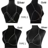 Belly Chains Bohemian Beach Sexig bröstkedja för kvinnor Full Rhinestone Cross Chest Chain Shining Crystal Bh Bod Halsband Choker Smycken Z0508