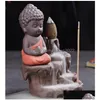 Duftlampen Buddha Rauch Rückfluss Räuchergefäß Kleiner Mönch Wasserfall Stick Halter Home Office Teehaus Dekor Drop Delivery Gar Dhca5