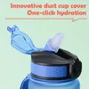 Nieuwe waterfles met rietje Draagbare waterfles Buitensporten Waterbeker Plastic beker 1000 ml