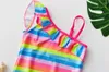 Maillot de bain femme 4-11 ans enfant en bas âge filles coloré bande maillot de bain une pièce enfants haute qualité tenue de natation