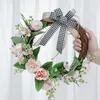 Fleurs décoratives couronne de pivoine artificielle rotin anneau Rose Sakura décoration accessoires de photographie mariage maison porte d'entrée suspendue
