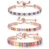 Chain Adjustable Multicolor Tennis Bracelets For Women Ladies Wedding Rainbow Colorful Zircon Charm Bracelet Hand Jewelry DZH043 230508