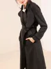 女性用トレンチコート23mm重いシルクコート女性の長いウインドブレーカー香港スタイルウエストタイプスーツカラー女性服