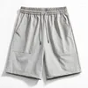 Shorts masculinos verão masculino rápido seco roupas esportivas luminosamente estirados de nylon amarração solta bermuda curta reta casual