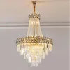 Lustres da sala de jantar El Lustre de iluminação de cristal grande luminária de villa lâmpada de viva escada moderna lâmpadas penduradas longas