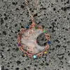 JLN 초승달 스타 펜던트 와이어 로즈 골드 포장 된 장미 금 펜던트 놋쇠 체인 목걸이