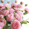 Decorative Flowers Artificial Fake Western Rose Flower Peony Bridal Bouquet Wedding Home Decor L0816 & Wreaths