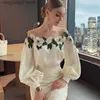 Women's Blouses Shirts Chiffon Women's Blouses Summer 2023 Embroidery Fashion Shirts Patchwork Korean Long Sleeves Loose Fitting Top Casual Clothing T230508