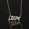 Collares de cadena con letras de amor de oro rosa plateado para niñas, mujeres, amantes de mamá e hija, conjunto de joyería de diseñador, diamantes, unisex, fiesta, regalos de boda, cumpleaños, compromiso, genial