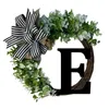 Dekorativa blommor Advent Wreath Piller Candle Holder Unikt efternamn året runt ytterdörren med Bow Welcome Sign Garland