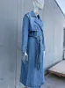 Kurtki damskie RR2418 X-Long Jeńcowe płaszcze dla kobiet pasek na talii Slim Jean Coats Ladies Jaqueta Feminina Blue Jean Jacket Woman 230508