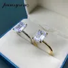 Bague solitaire PANSYSEN couleur or blanc/jaune/Rose luxe 8x10MM taille émeraude AAA Zircon anneaux pour femmes 100% 925 argent Sterling bijoux fins 230508