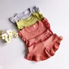 SetsSsuits Toddler Girl Clothes Set 2st Summer Kids Ruffle Sleeve Tshirt and Shorts Suits For Children Solid Baby Girls Clothing Set 230508