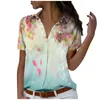 Dames blouses mode mode dames korte mouw pocket knop tee casual blouse tops naar beneden shirts vrouwen slaaptop