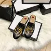 Designer Donna Mocassini Pantofole Sandali in pelle Slide Scarpe casual Pantofole Ciabatte Sandalo Catena in metallo Pizzo Velluto Scivoli con scatola 35-41