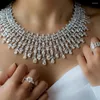 Collana Orecchini Set Missvikki 4PCS Luxury WATERDROP Big Statement Jewelry Per le donne Wedding Cubic Zircon CZ African Dubai Bridal