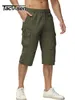Men's Pants TACVASEN Cotton Below Knee Length 3/4 Long Shorts Men's Tactical Pants Multi Pocket Summer Twill Work Cargo Pants Man 230508