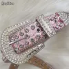 Belts Punk Rock Pink Belts Luxury Strap Western Cowboy Diamonds Bling Belt Men Y2K Crystal Studded Cinto De Strass For Jean 230506