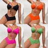 Sexy Lace Up Bikini Ladies Fashion Multi-color Split Swimsuit Bikinis Set Push Up Padded Bathing Suit Women gifts
