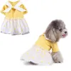 Chien Vêtements Rose Jaune Bandes Robe Princesse Coton Arc Noeud Jupe Fleur Tulle Robes Pour Petits Chiens D'été Pet Vêtements Chihuahua PugDog