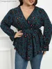 Женские блузкие рубашки Finjani Plus Size Tops 2022 Повседневные свободные V-образные женские блузки Высококачественные полиэфирные футболки.