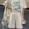 여자 트랙 슈트 대형 여자 정장 짧은 소매 블레이저와 스트리트 재킷 반바지 여성 2 피스 세트 여름 의상 g370