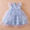 Girl S Dresses Sequin Rainbow Princess Dress 3 6 8 år Fancy Kids Unicorn Mesh Party Cake Clothers Toddler Summer Birthday Costume 230508