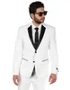 Мужские костюмы Slim Fit 2 кнопка белая с черной отворотной лацканой